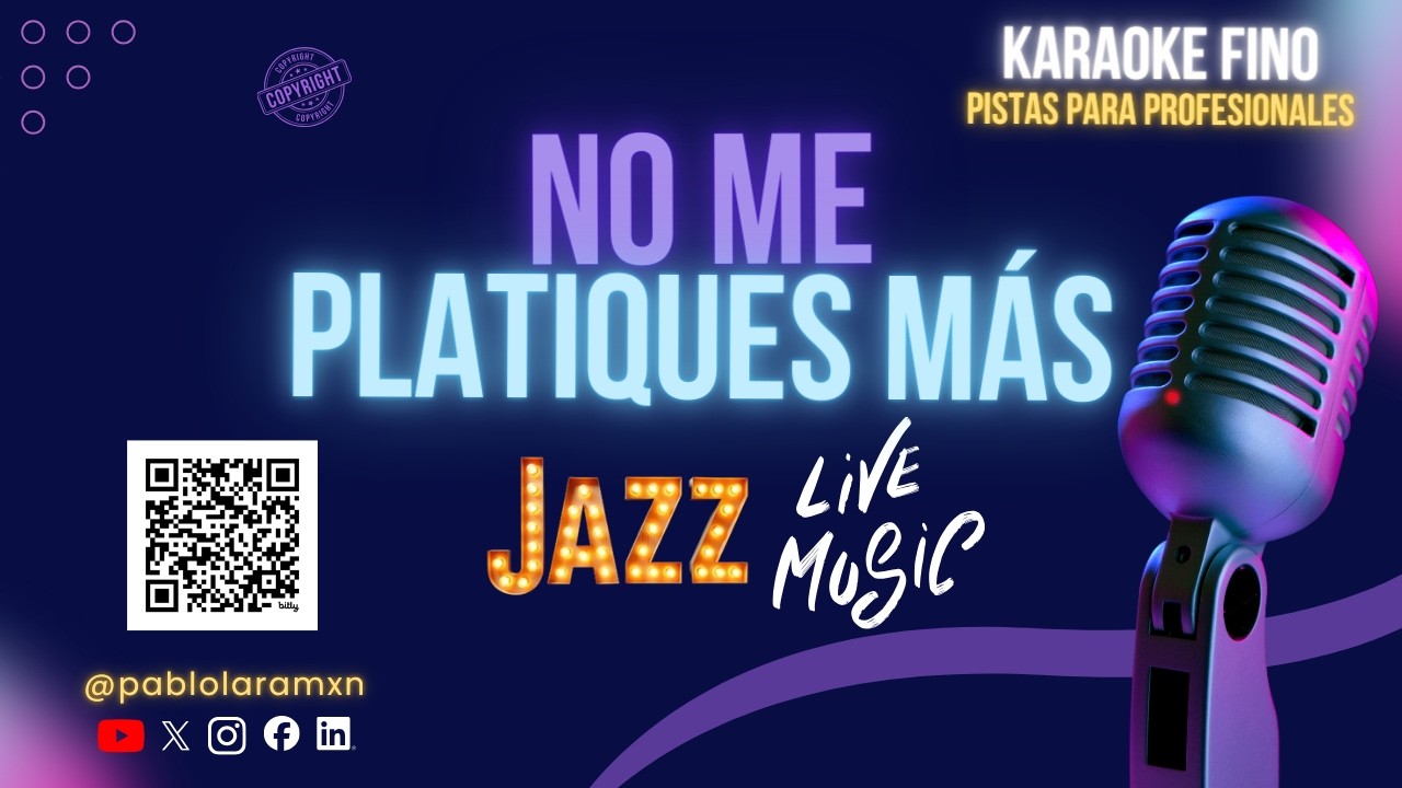 No Me Platiques Más | Karaoke Fino HD | Versión Bolero Jazz | Pistas Para Profesionales