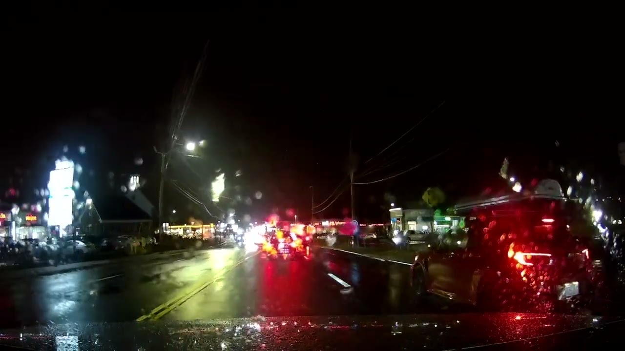 Nighttime drive from Johnston to Cranston, Rhode Island