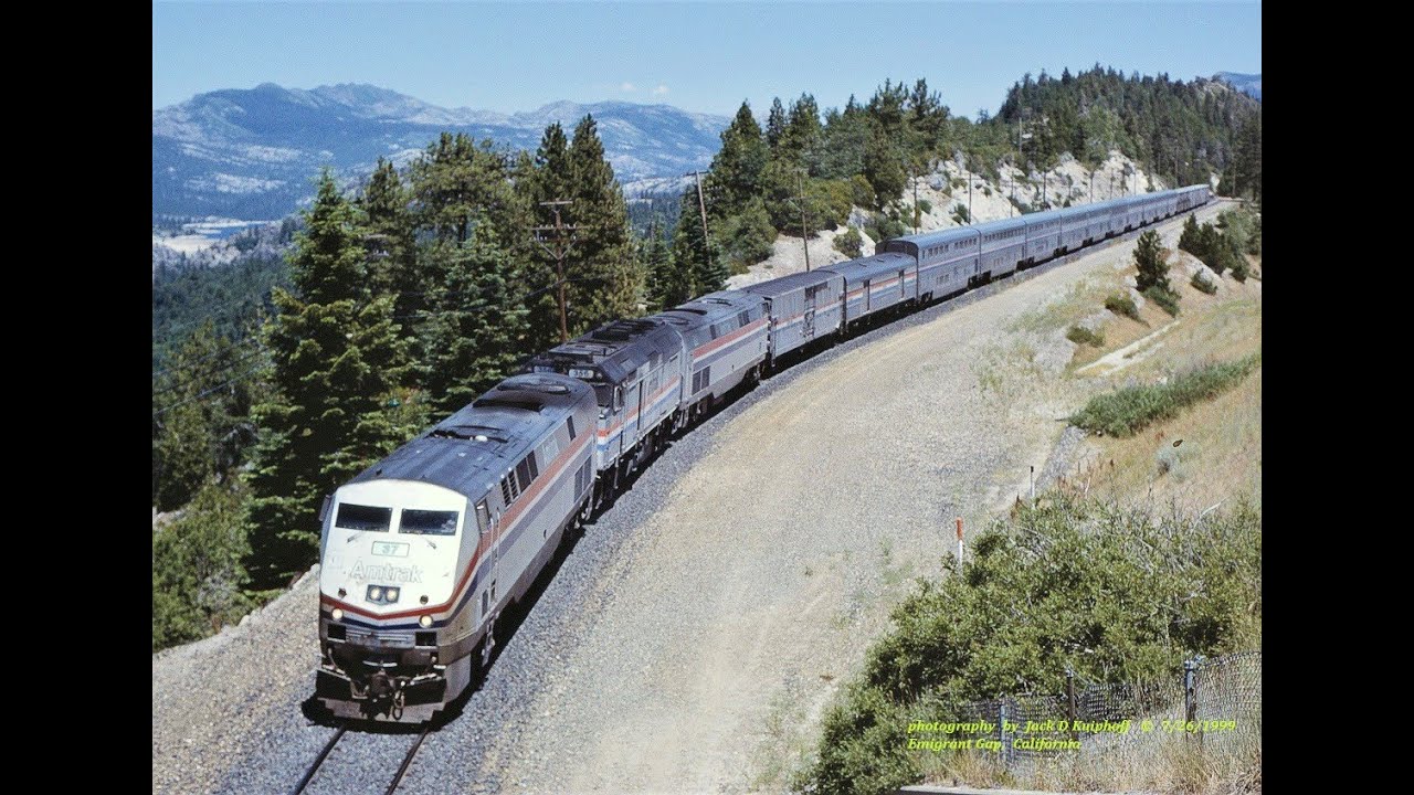 Amtrak's California Zephyr, #5 at Emigrant Gap on Donner Pass.