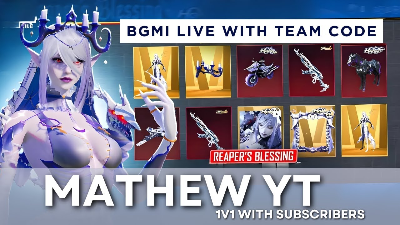 BGMI Live Team Code -  1v1 Custom Room With Subscribers TDM room #bgmilive #mathewyt #mathewytislive