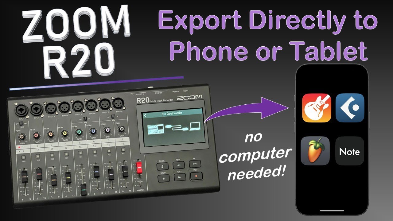 ZOOM R20: экспорт записанной музыки прямо на телефон или планшет