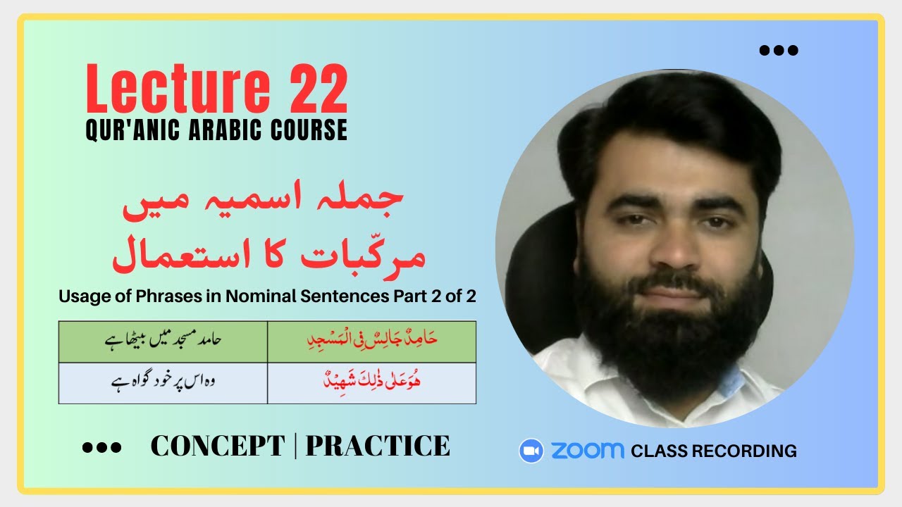 Lec 22 | Jumla Ismiah mein Mutalliq | Qur'anic Arabic | By Hassaan Al-Hindi