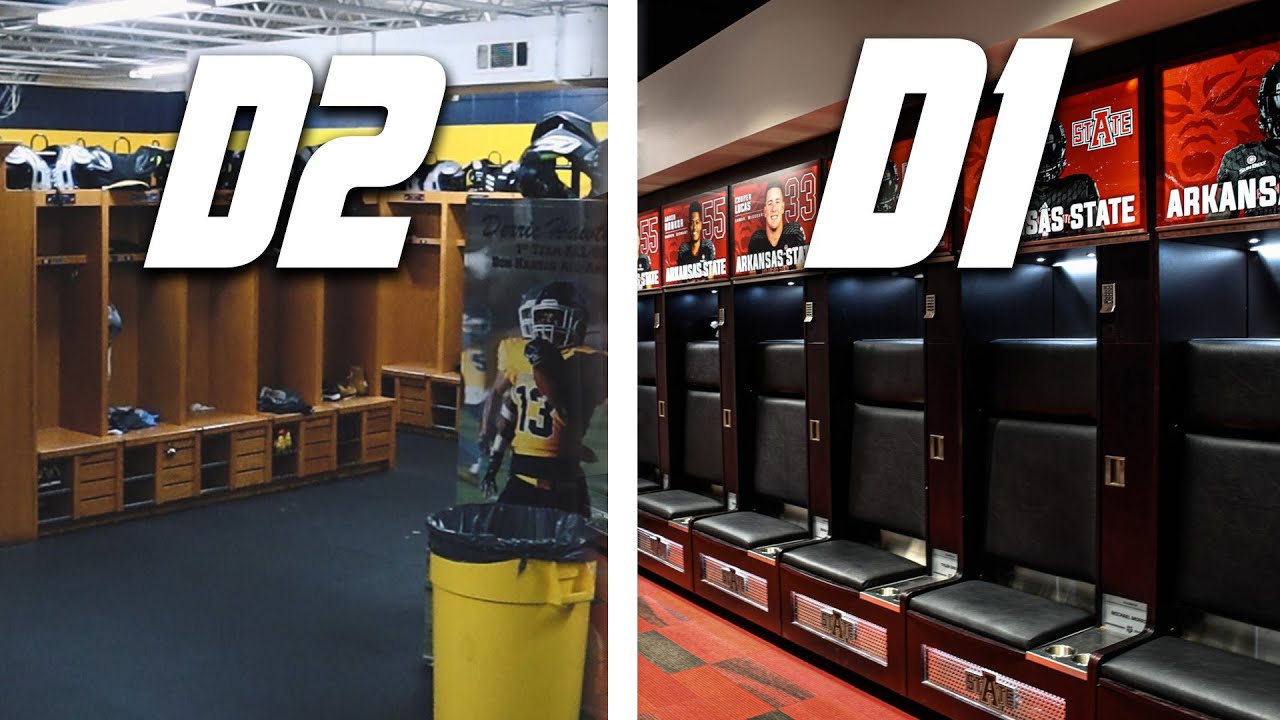 D1 COLLEGE FOOTBALL LOCKER ROOM VS D2 COLLEGE FOOTBALL LOCKER ROOM!