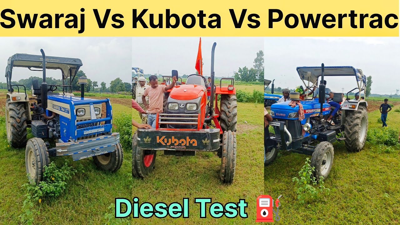 Swaraj 744 vs Kubota 4501 vs Powertrac Euro 50 // Diesel Test ⛽Mukabla🤜🤛