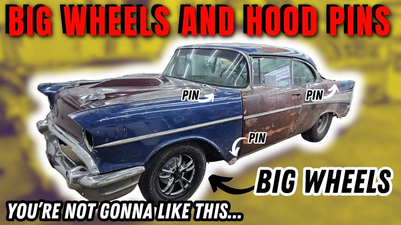 WORST 1957 Chevy Gets BIG Wheels And Hood Pins!  You're Going To Hate It
