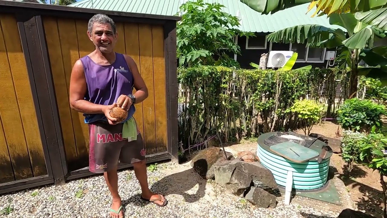Rarotonga Beach & Coconut Husking
