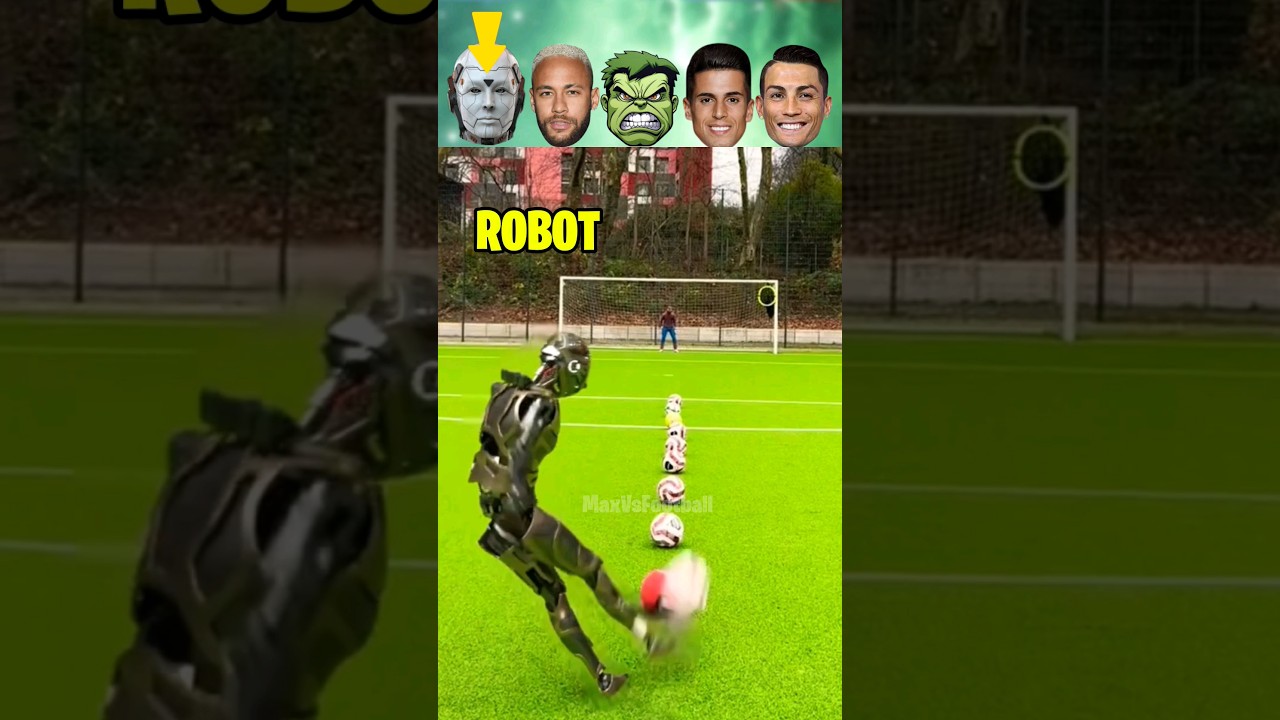Robot VS Neymar VS Hulk VS Cancelo VS Ronaldo Strong Kick Challenge 😱🥵