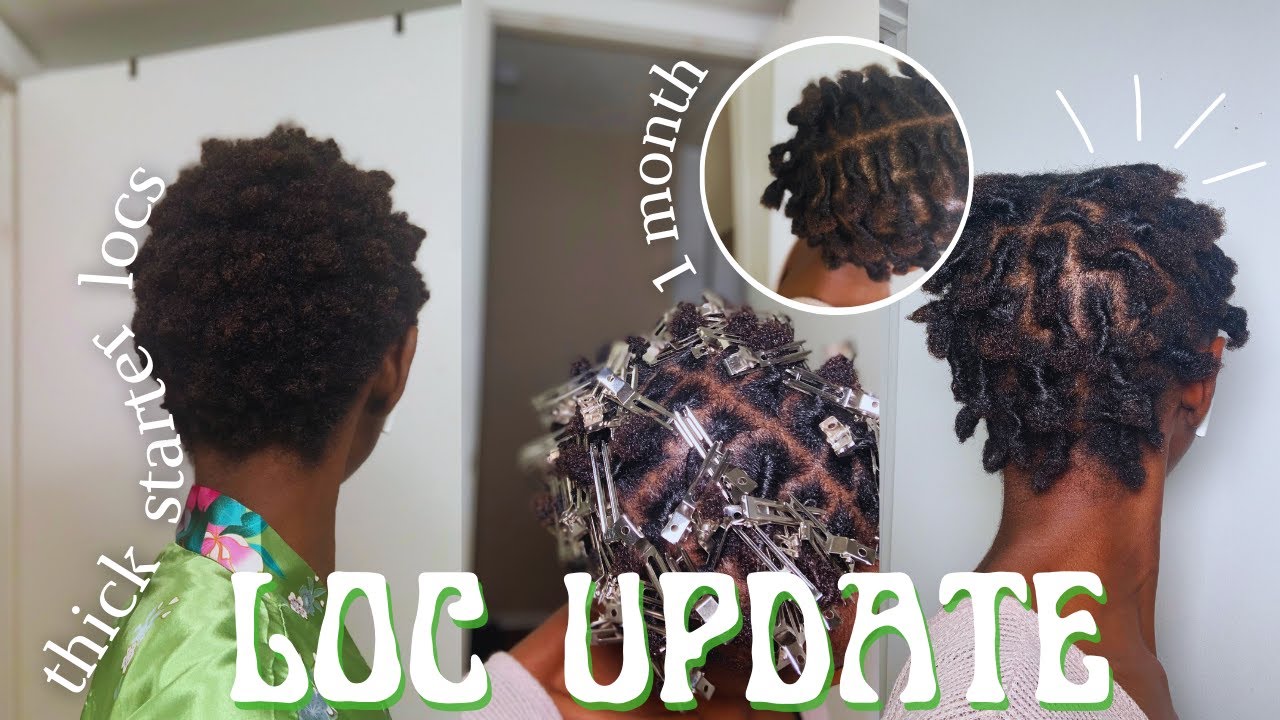 1 month short starter loc retwist | thick locs | 55 locs | 4C HAIR