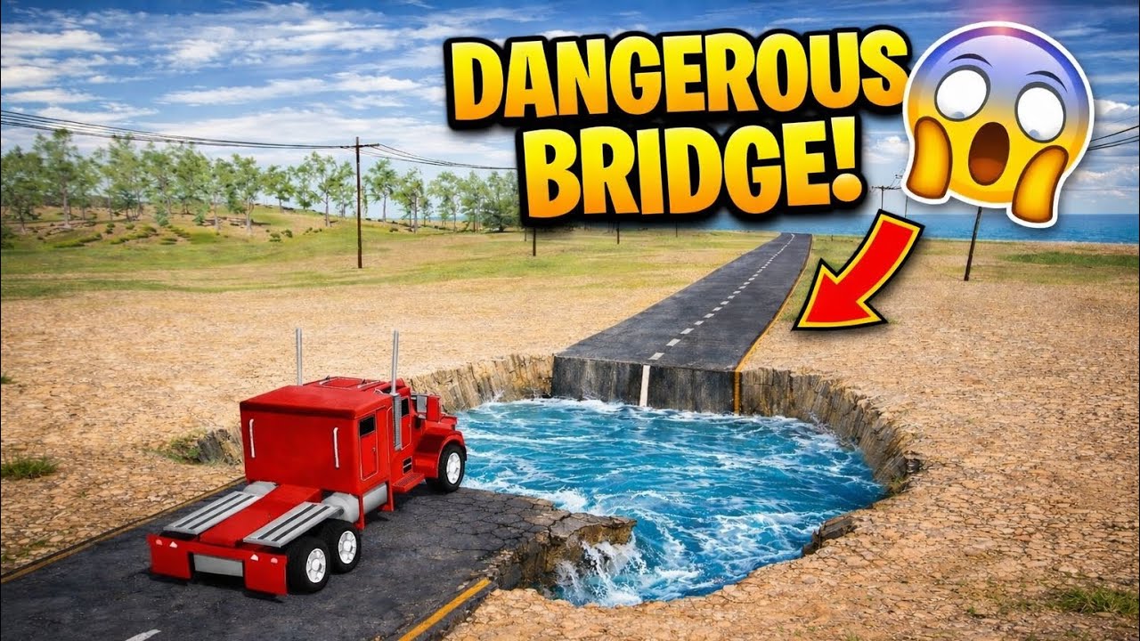 😱 Truck vs Dangerous Broken Bridge | Impossible Driving Challenge🔥 