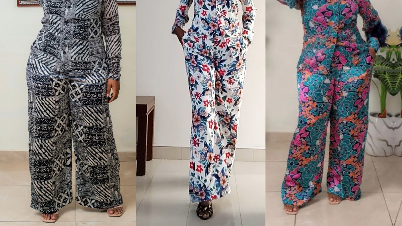 HOW TO CUT AND SEW A LOOSE-FITTING FEMALE PANTS | TWO-PIECE SHIRT AND PALAZZO SET