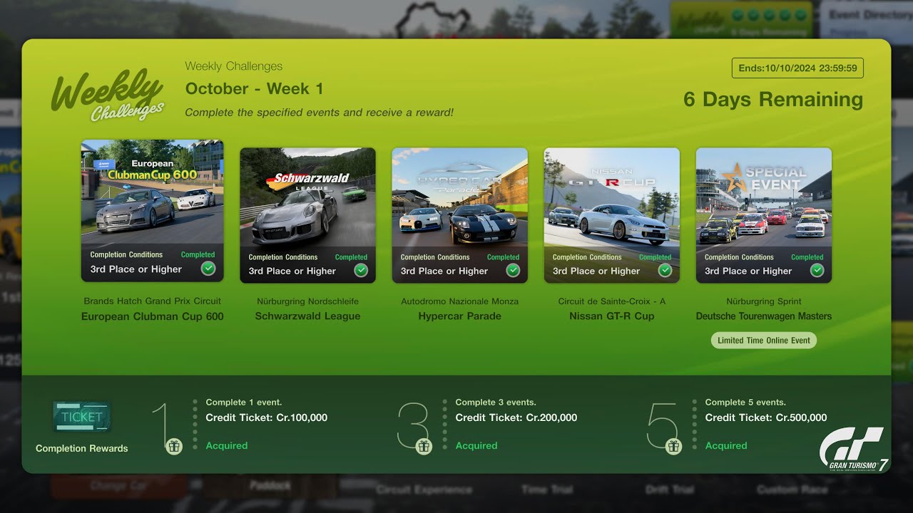 Gran Turismo 7 | Weekly Challenges October Week 1 - New Special Events DTM & Credits [PS5]