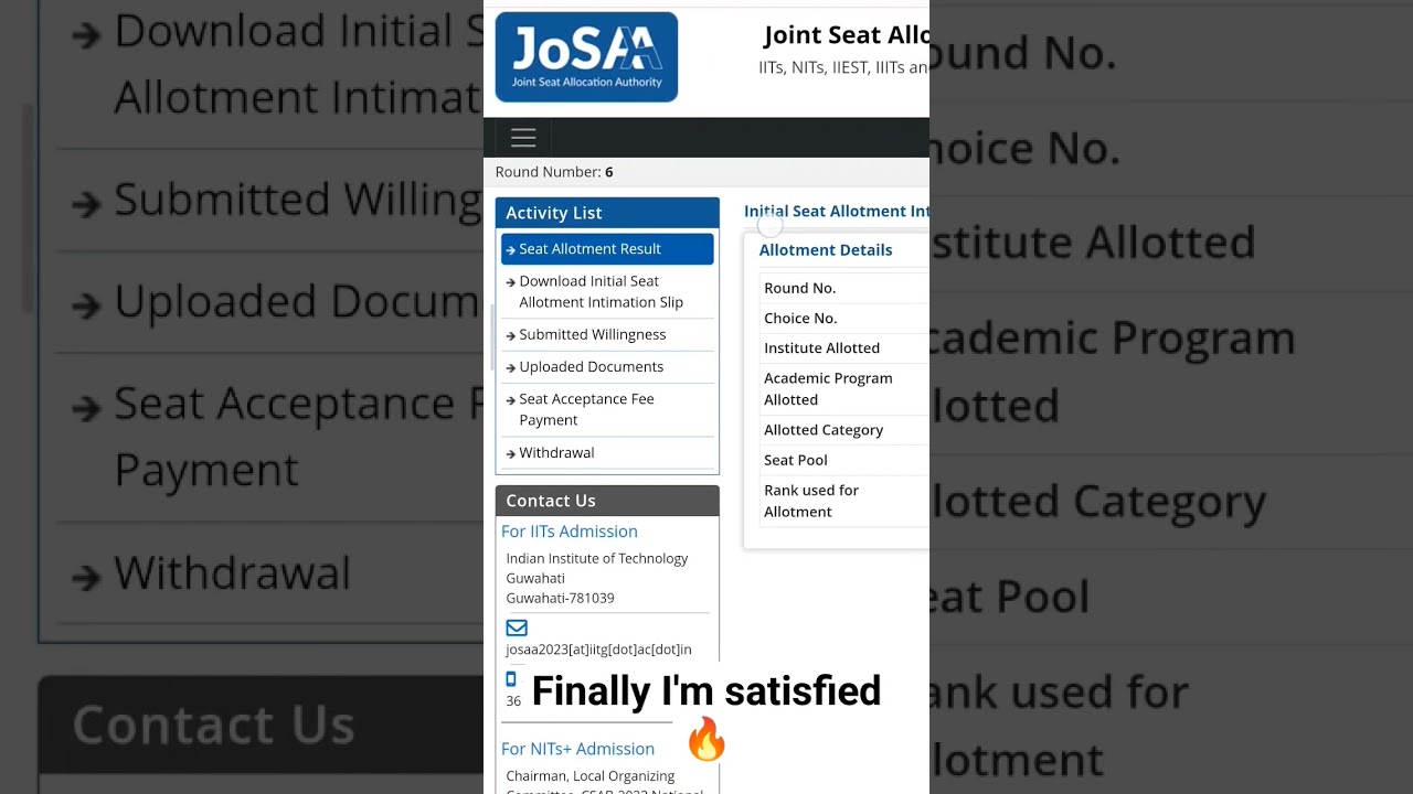 🔥 my josaa round 6 result 😌 #josaa2023 #josaa #csab #csab2023 #college #iit #iiit #nit