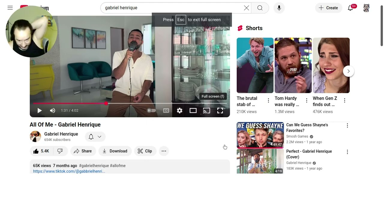 All Of Me Cover - Gabriel Henrique Reaction with singing