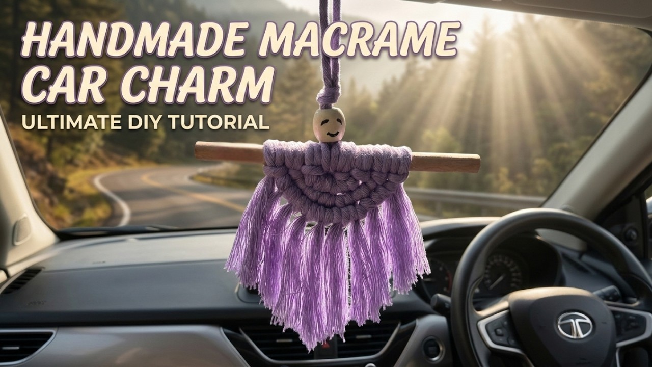 Handmade Macrame Car Charm | Cute Rearview Mirror Hanging