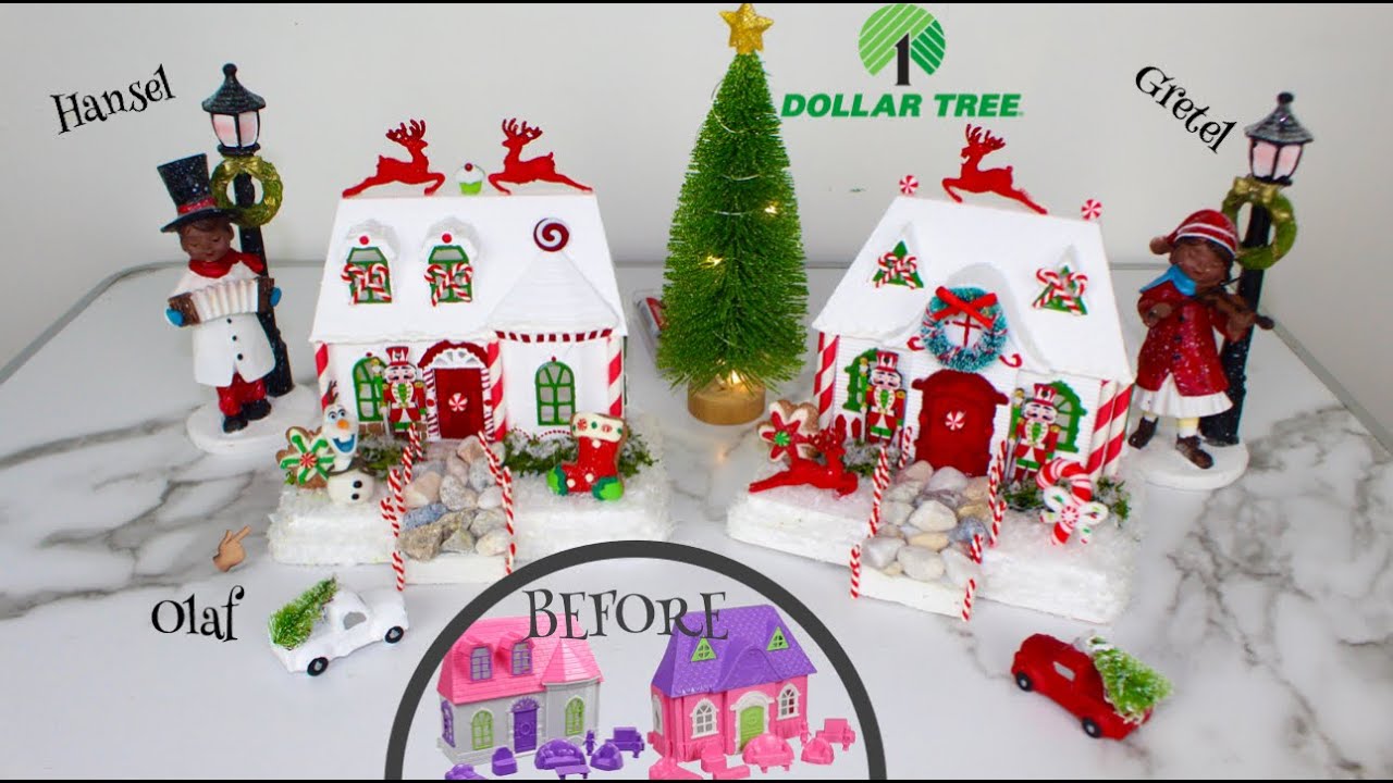 Dollar Tree Dollhouse into Hansel & Gretel Houses ft. *OLAF* from Frozen|*Barbie* Christmas DIY too!