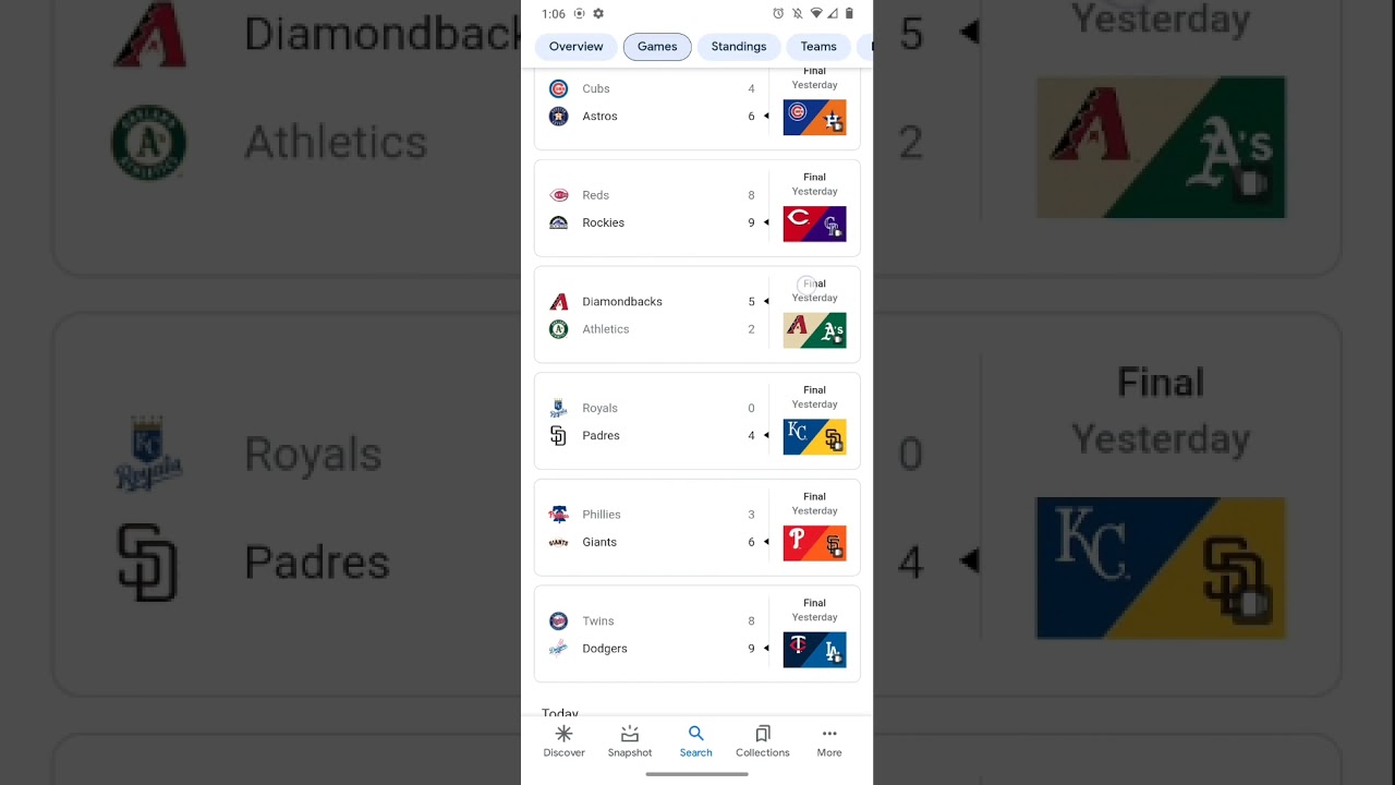 MLB baseball scores