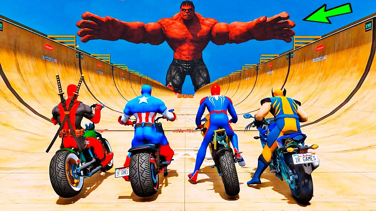 HOMEM-ARANHA e AMIGOS SALTO COM MOTOS! HULK vs SPIDERMAN - IR GAMES