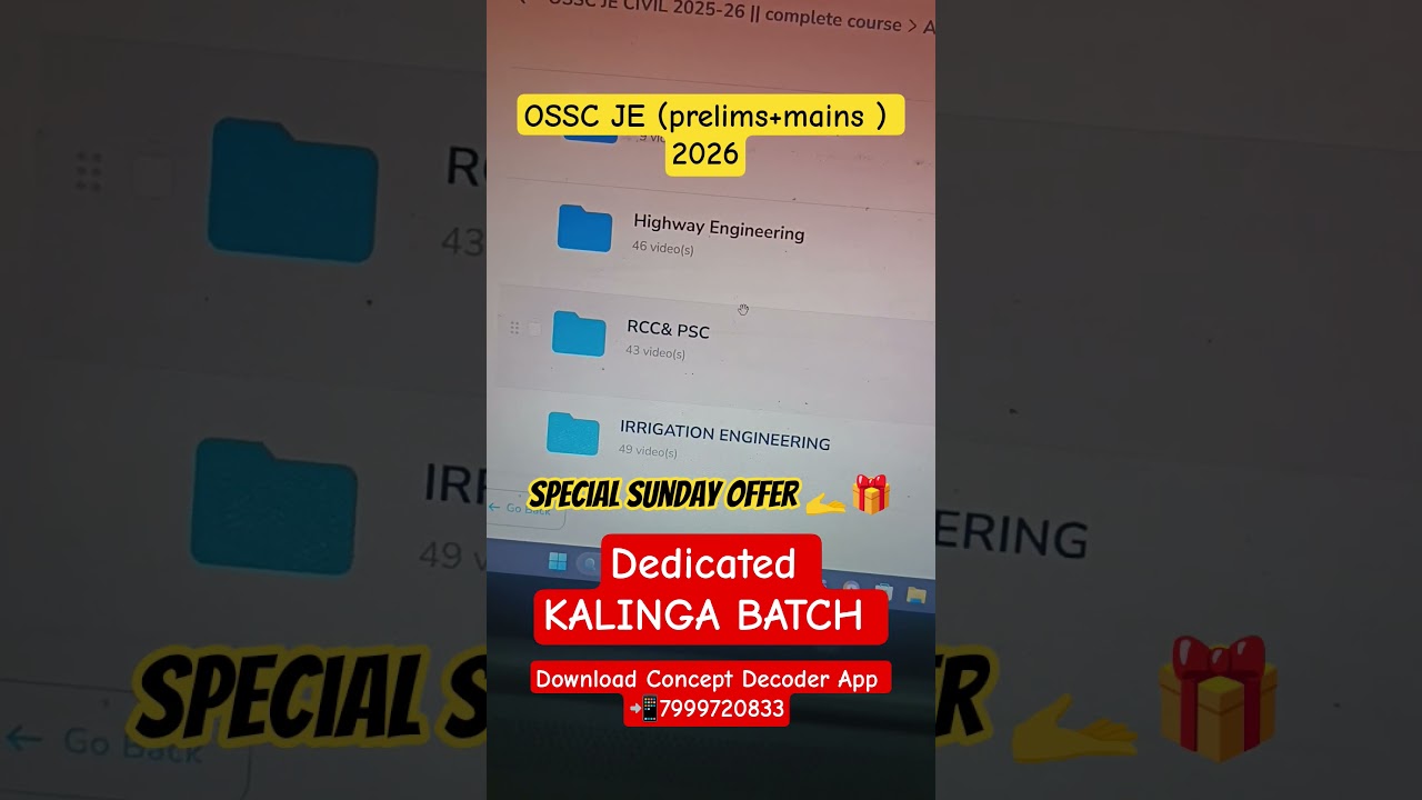 OSSC JE civil complete course || Kalinga batch special offer