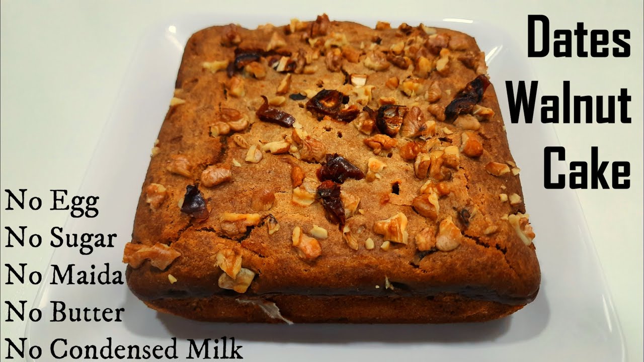 Dates Cake | खजूर आटा केक | No Maida, No Sugar | Khajoor Cake | Moist & Soft | Dates Walnut Cake