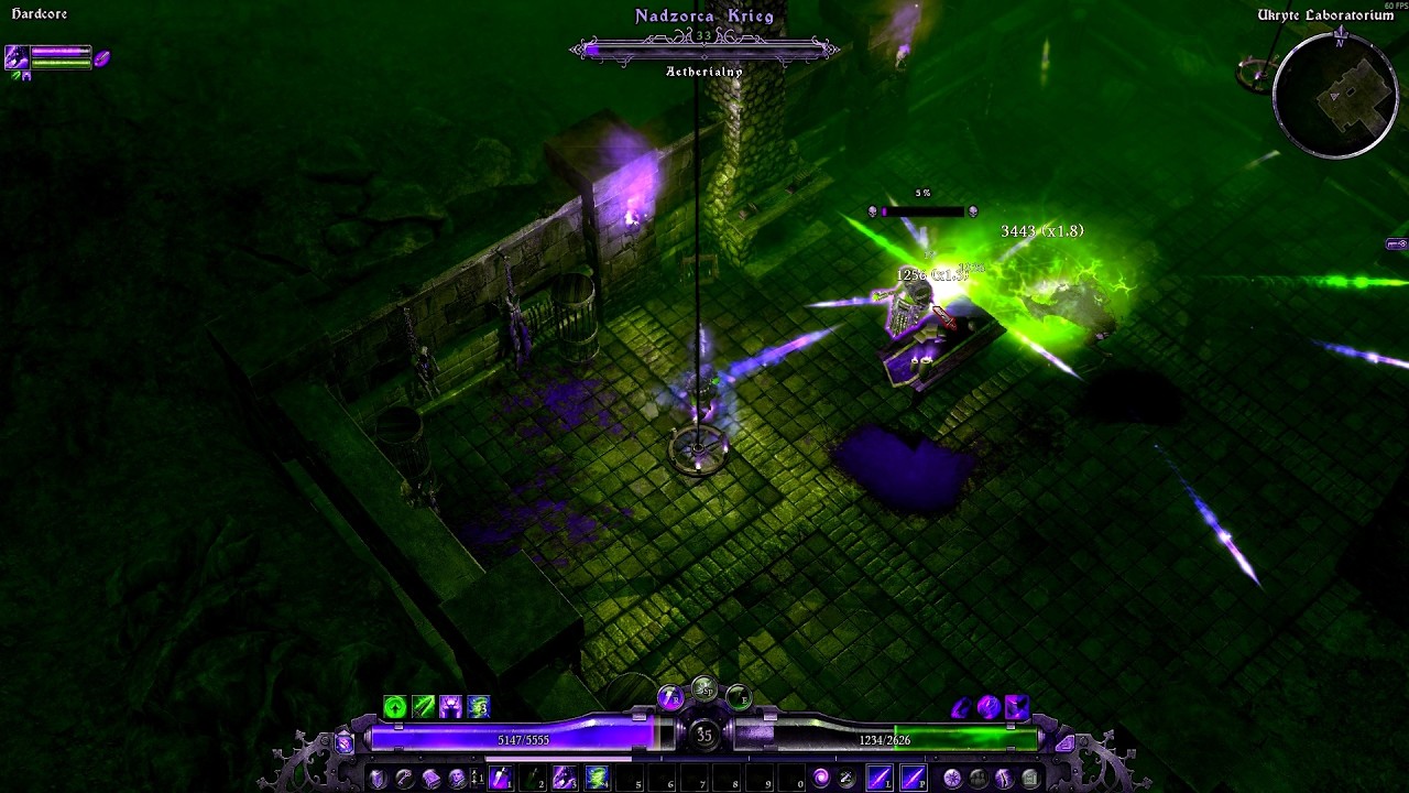 Grim Dawn - HC Druid 35lvl Vs. Nadzorca Boss Laboratorium - Dwie Formy Bossa.