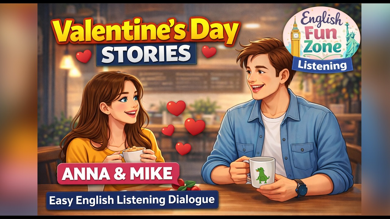 Valentine’s Day Stories ❤️ | Easy English Listening Dialogue (A2–B1) | Real Life Conversation