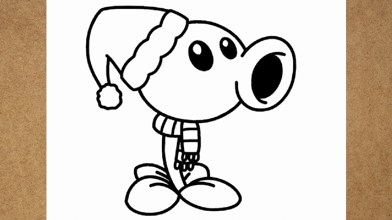 Como dibujar a Lanzaguisantes navideño pvz Plants vs Zombies 2