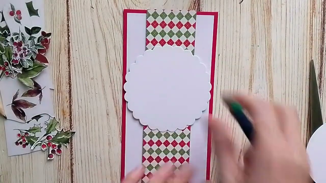 Kartki świąteczne do koperty z materiałów z Action i resztek papierów.