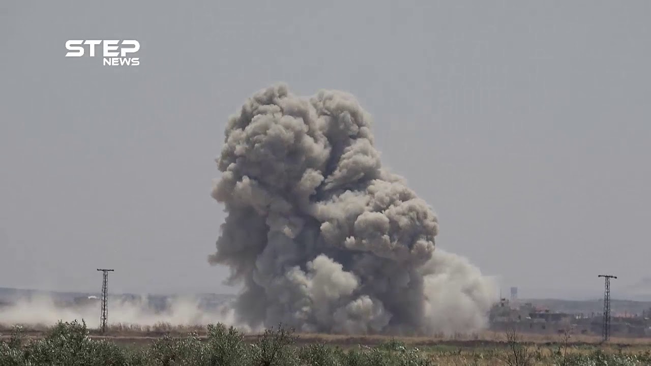 شاهد بالفيديو .. غارات روسية تهزّ مدينة اللطامنة شمال حماة