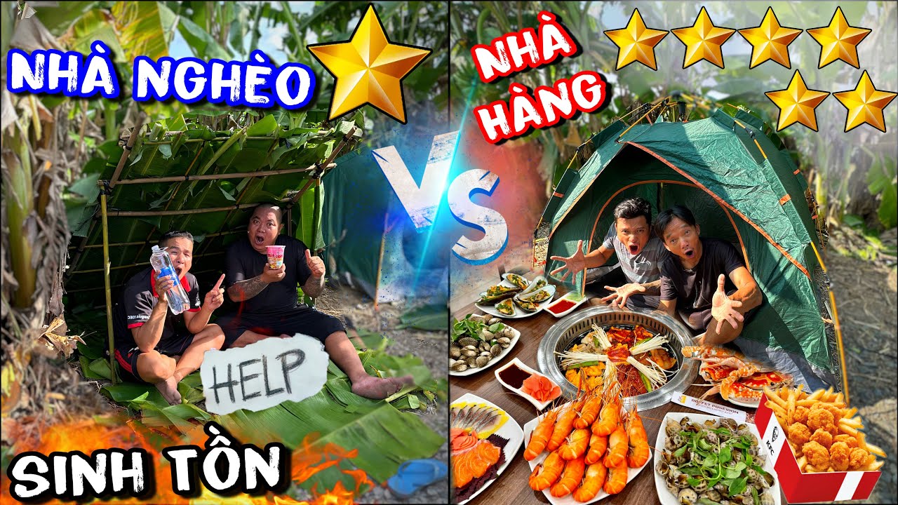 Thử thách cắm trại sinh tồn nhà giàu và nhà nghèo 1 sao và 6 sao | thánh xàm
