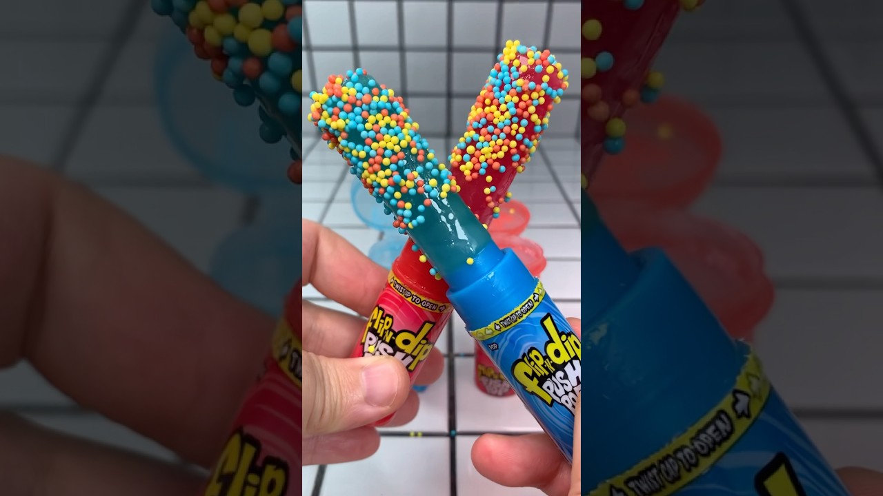 sprinkles flip N dip push pop candy jelly gummy asmr food mukbang