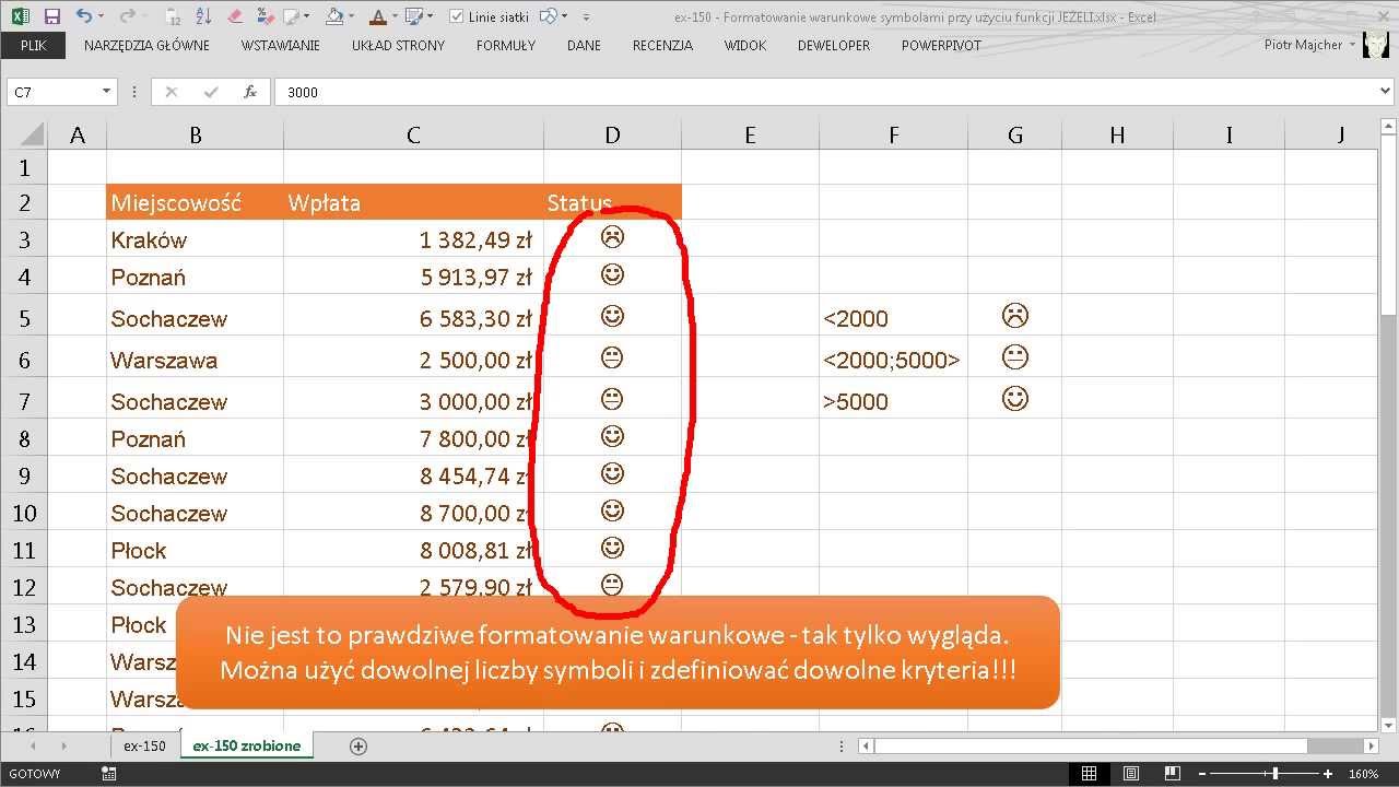 excel-150 - Условное форматирование с символами с использованием функции ЕСЛИ