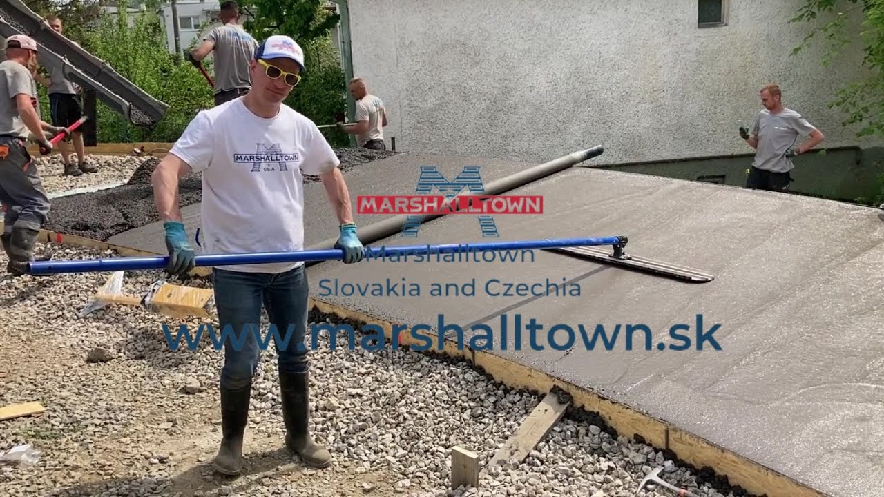 Marshalltown SK CZ s MS Rental, Battery Spin Screed®, betónová cesta, metličkovaný metličkový betón
