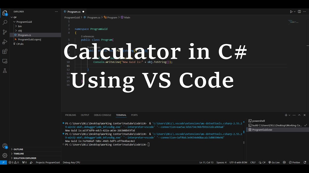 Create A Calculator Using C# Hindi | Calculator in dotnet c# using vs code