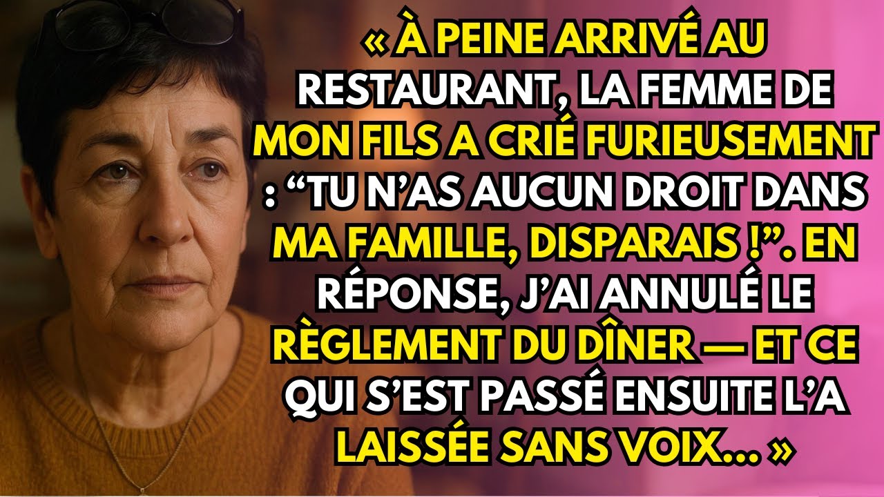 Au restaurant, ma belle-fille m’a regardé et dit : « Tu ne corresponds pas à ma famille, pars ! »