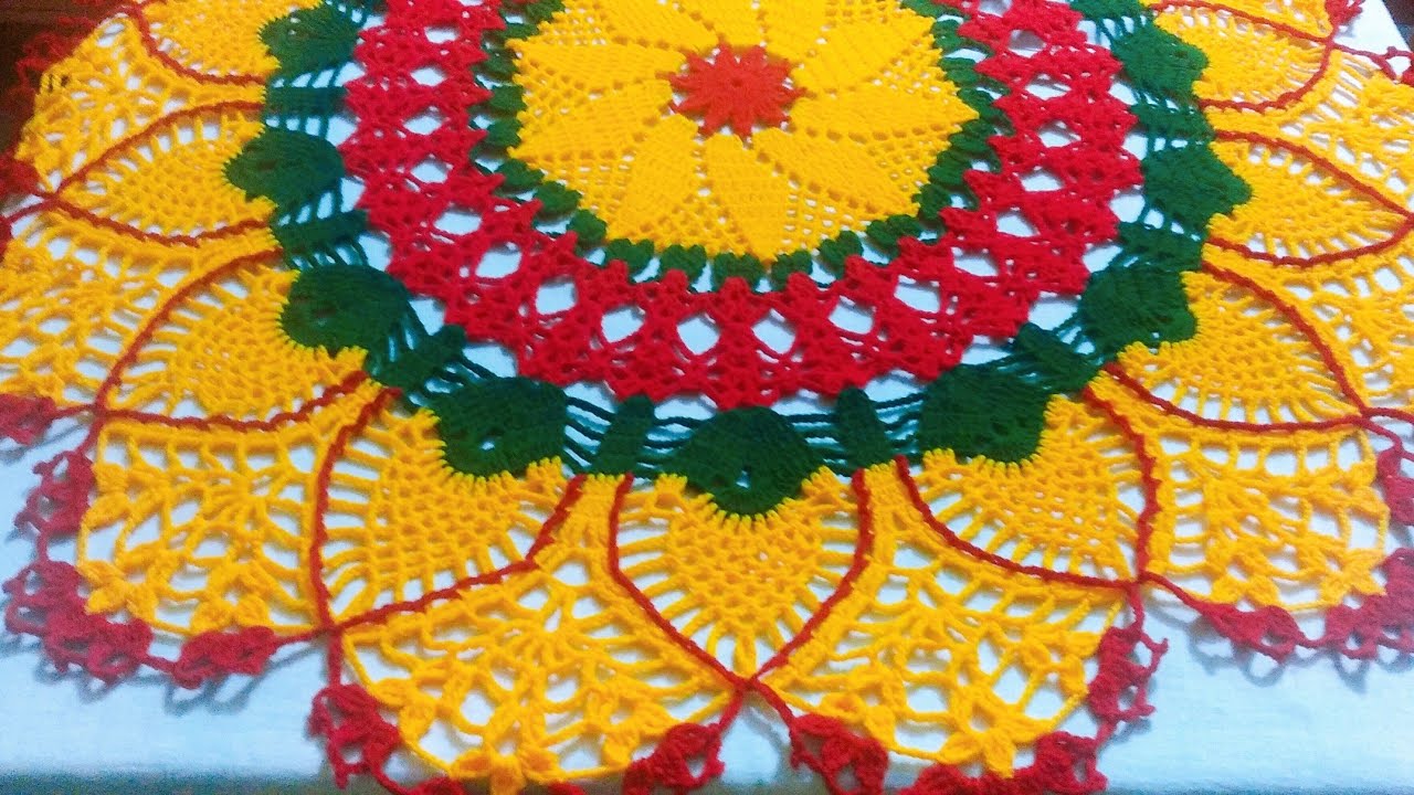 Thalpose design in hindi/woolen rumal/crochet thalpose /crosia design thalposh/SunitaWoolWorld