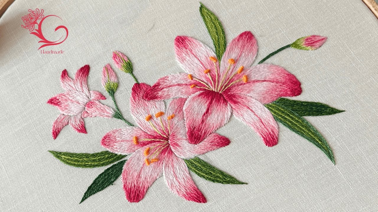 Beautiful Lily Embroidery Tutorial for Beginners – Using Only Basic Stitches [Part 1]