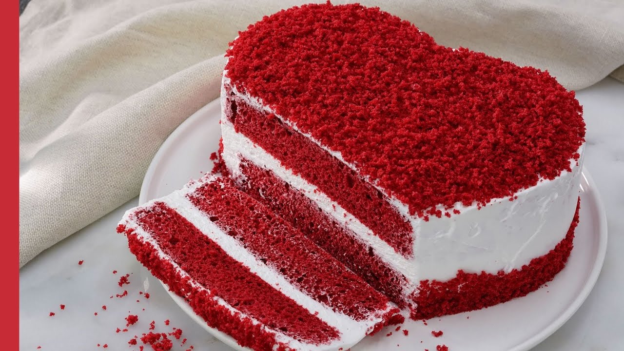 SUPER EASY Red Velvet Cake Recipe ❤️ How to Make Heart Shape Red Velvet Cake without Mold