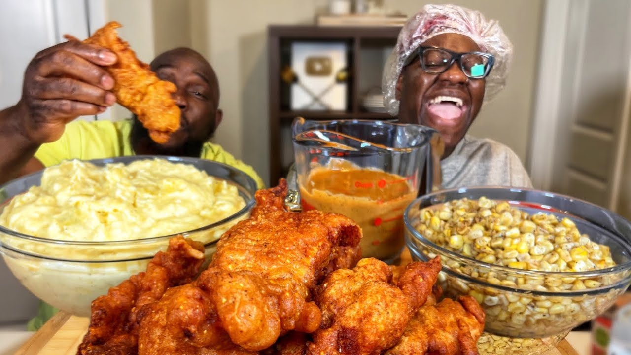 DEEP FRIED COD!| MASHED POTATOS & GRAVY| SWEET CORN| MUKBANG EATING SHOW!!