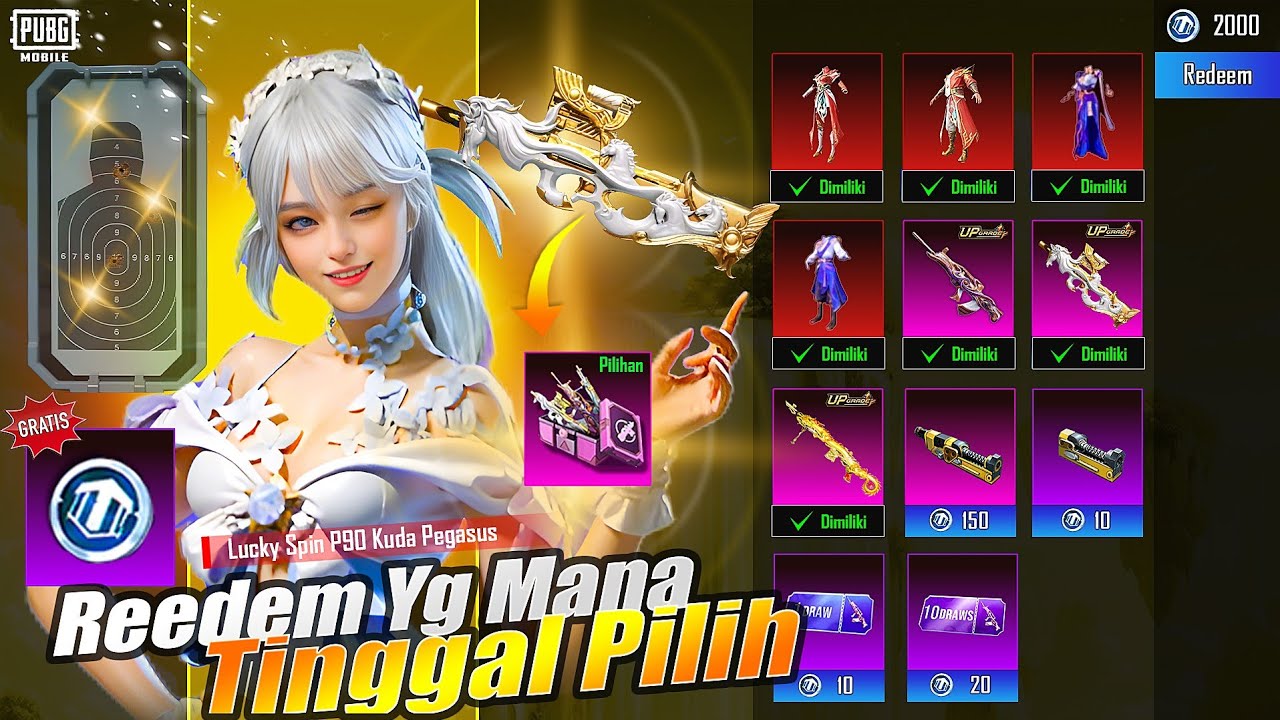 YUK REDEM LANGSUNG ATAU GACHA HEMAT SKIN P90 PEGASUS UPGRADE & SKIN TEMA IMLEK LAINNYA RESALE SEMUA🤑