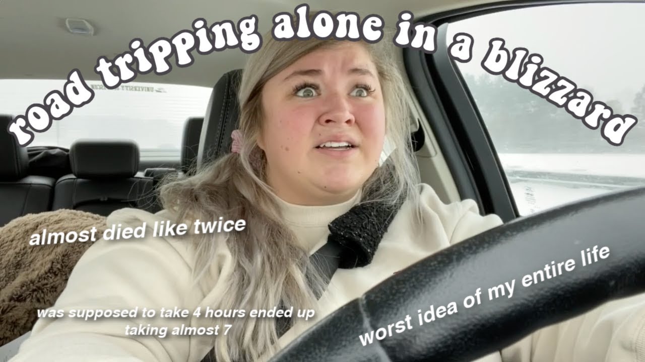 i took a 6 hour road trip ALONE *in a blizzard* | vlogmas day 10