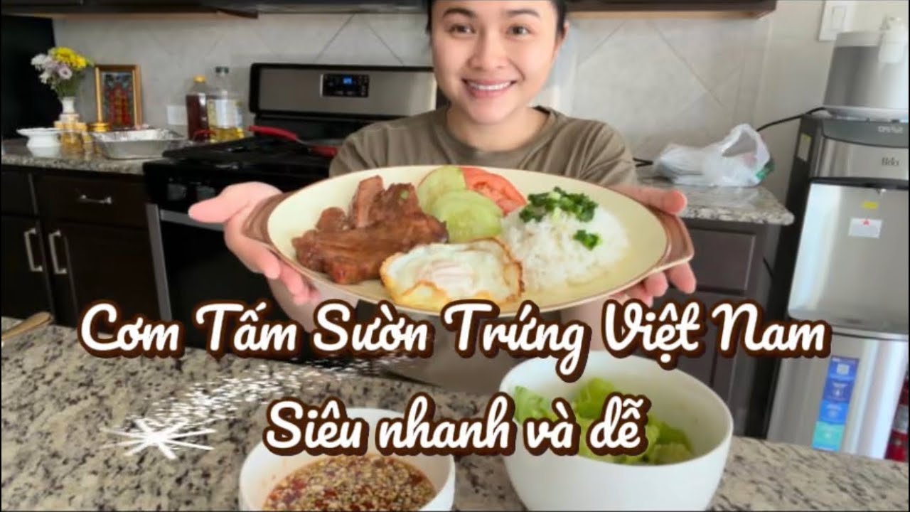 Vlog20 : Làm món Cơm Sườn Trứng tại nhà siêu dễ | Muốn ăn tự lăn vào bếp #ngườiviệtởmỹ 