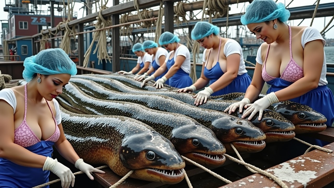 600 meter long fishing net – Japanese fishermen catch 100 tons of fish in one pull every day