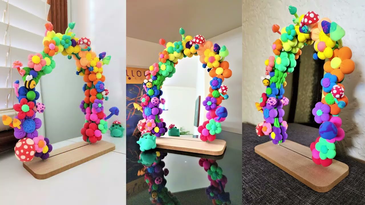 Aesthetic DIY Clay Flower Mirror Tutorial: How to Make Cute Decorations with Ultra Light Foam Clay