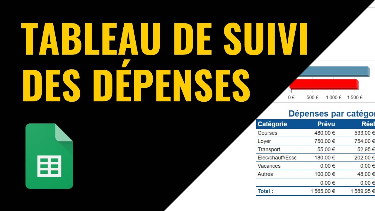 Faire un TABLEAU de SUIVI DES DEPENSES dans Google Sheets