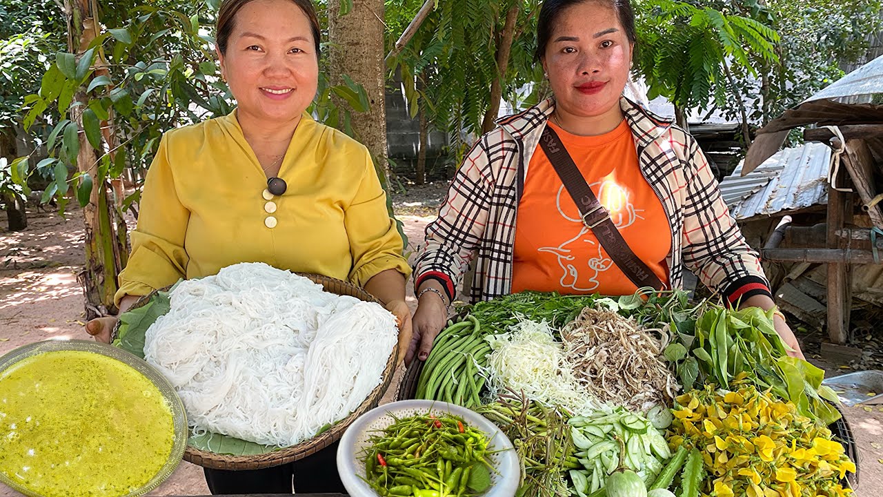 Khmer noodles Som lor Bro her Khmer Made for a meal with relatives,...