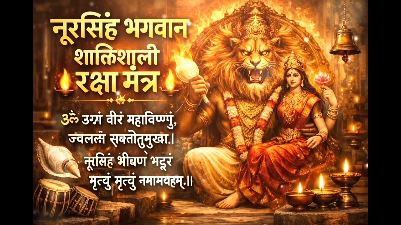नृसिंह भगवान शक्तिशाली रक्षा मंत्र 🔥 108 बार सुनें और भय खत्म करें! Negative Energy Destroyer Mantra