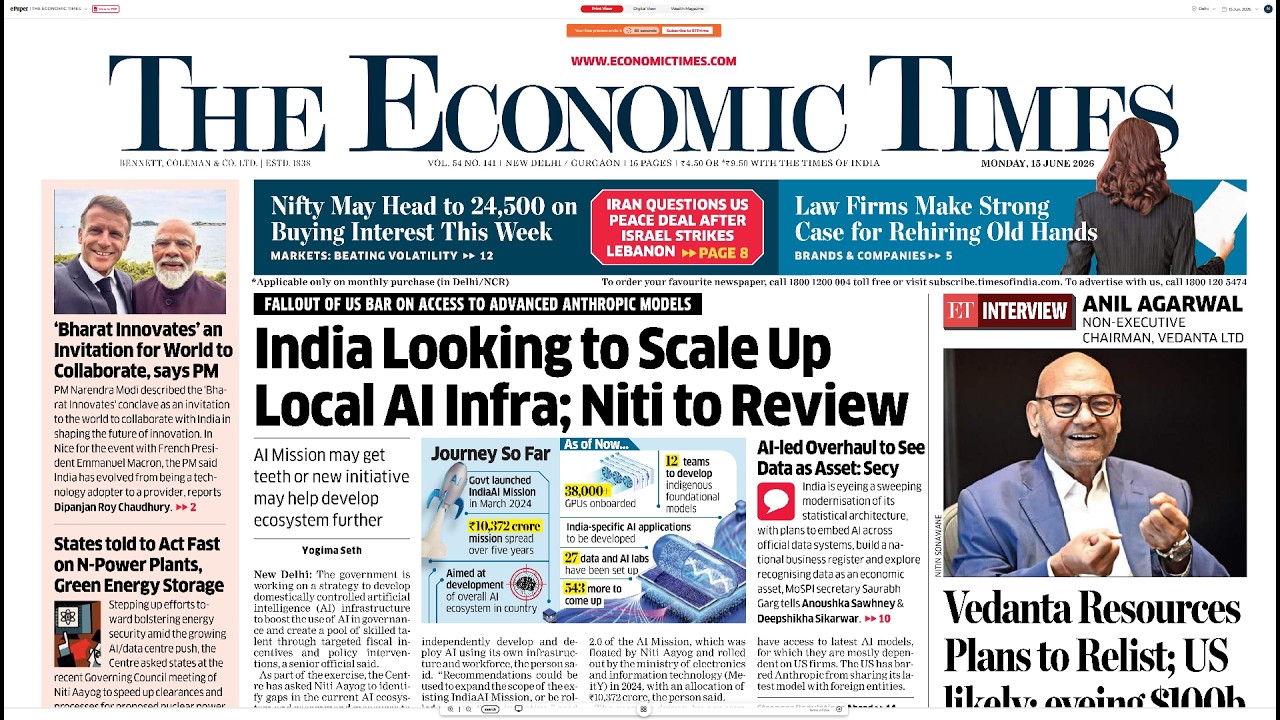 15 June 2026 | The Economic Times Newspaper | Daily Finance & Business News Analysis