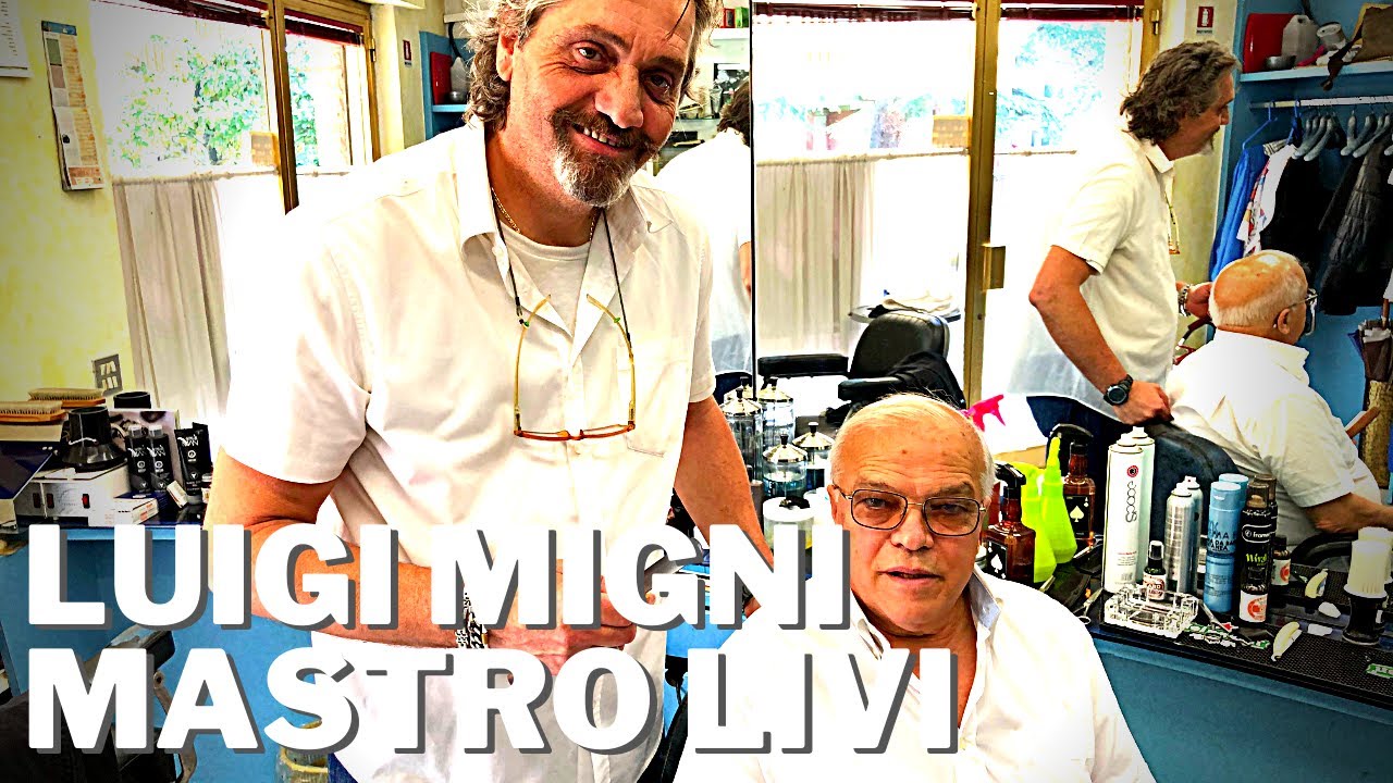 Rasatura di Mastro Livi, l'artigiano italiano dei rasoi, nella barbieria di Luigi Migni a Perugia