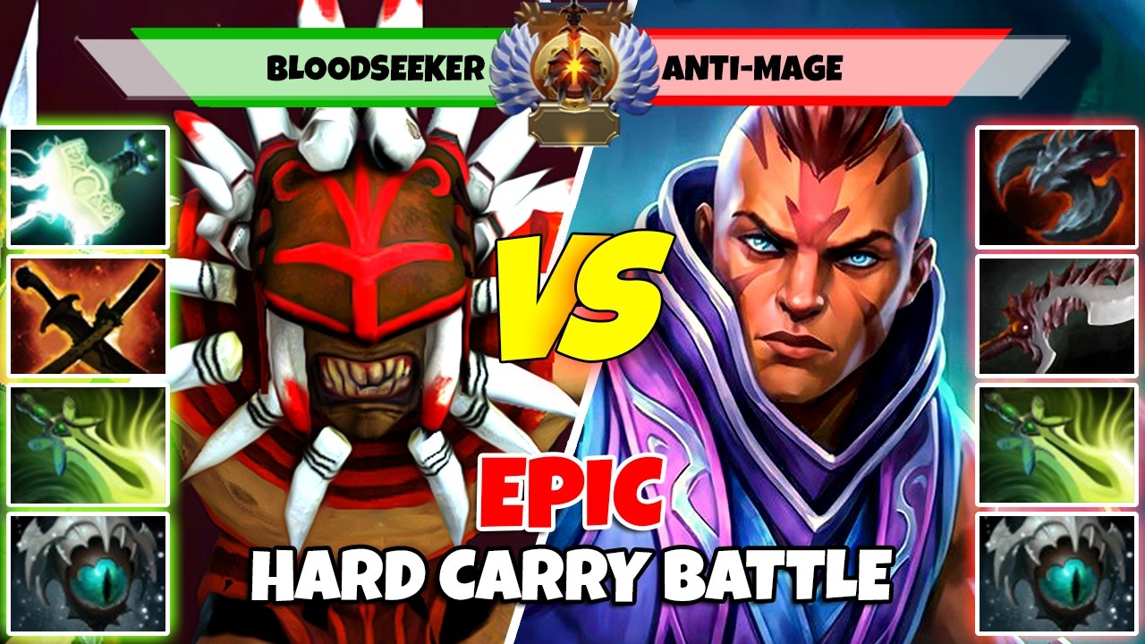 BLOODSEEKER (Кэрри) против ANTI-MAGE (Кэрри) - Эпическая битва игроков ранга Immortal в Dota 2 - ...