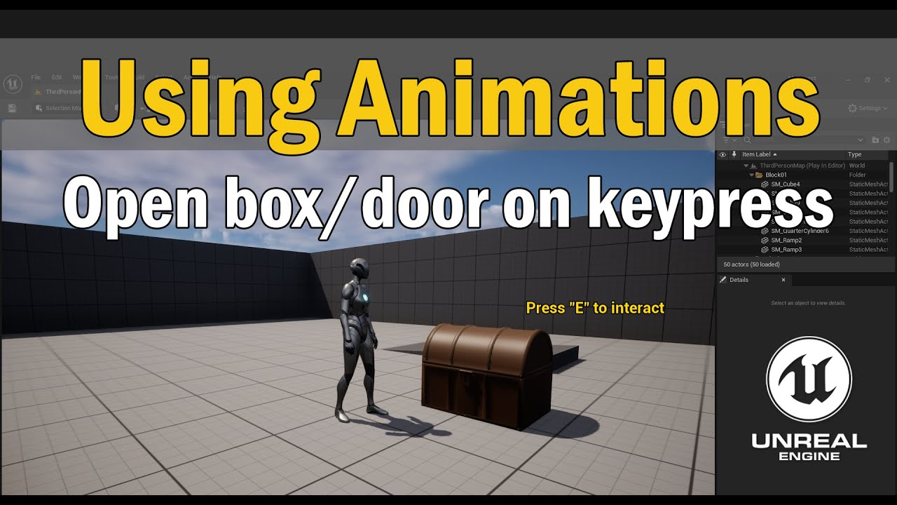 Unreal Engine 5 (&3Ds Max) - Using Animations - Open a box/door on keypress